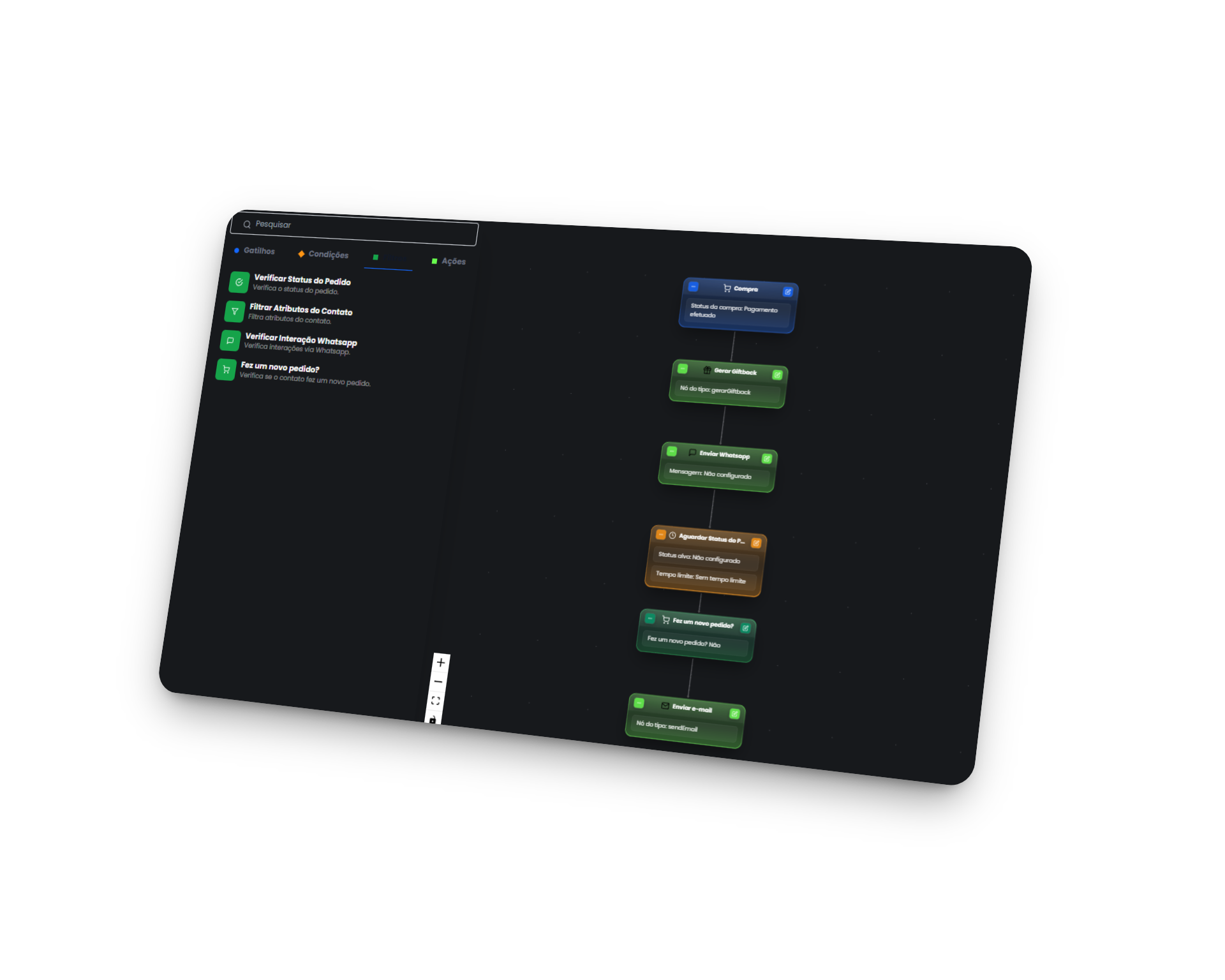 Construtor de Fluxos de Automação do CRM Kora